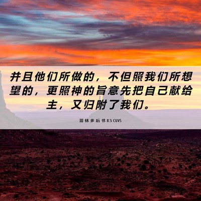 Picture 06 - 哥 林 多 后 书 8:5 CUVS - 并 且 他 们 所 做 的 ， 不 但 照 我 - Bible Verse Picture