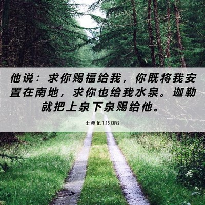 Picture 06 - 士 师 记 1:15 CUVS - 他 说 ： 求 你 赐 福 给 我 ， 你 既 - Bible Verse Picture