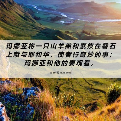 Picture 06 - 士 师 记 13:19 CUVS - 玛 挪 亚 将 一 只 山 羊 羔 和 素 祭 - Bible Verse Picture