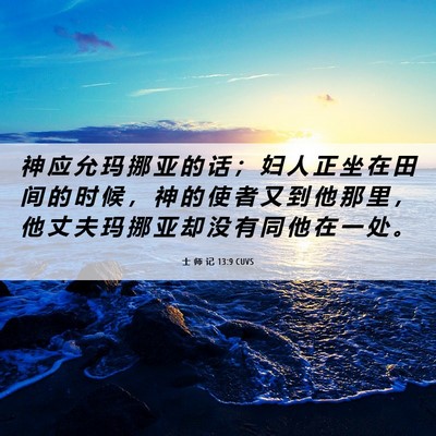 Picture 06 - 士 师 记 13:9 CUVS - 神 应 允 玛 挪 亚 的 话 ； 妇 人 正 - Bible Verse Picture