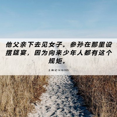 Picture 06 - 士 师 记 14:10 CUVS - 他 父 亲 下 去 见 女 子 。 参 孙 在 - Bible Verse Picture