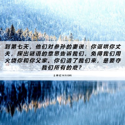 Picture 06 - 士 师 记 14:15 CUVS - 到 第 七 天 ， 他 们 对 参 孙 的 妻 - Bible Verse Picture