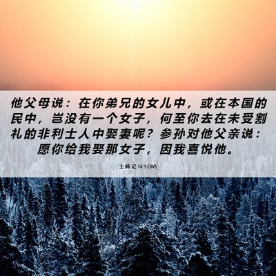 Picture 06 - 士 师 记 14:3 CUVS - 他 父 母 说 ： 在 你 弟 兄 的 女 儿 - Bible Verse Picture