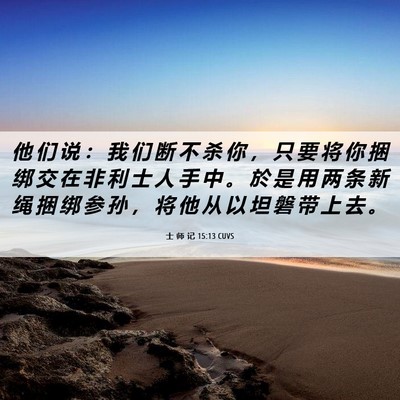 Picture 06 - 士 师 记 15:13 CUVS - 他 们 说 ： 我 们 断 不 杀 你 ， 只 - Bible Verse Picture