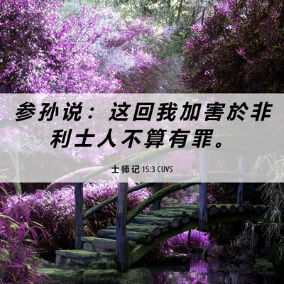 Picture 06 - 士 师 记 15:3 CUVS - 参 孙 说 ： 这 回 我 加 害 於 非 利 - Bible Verse Picture