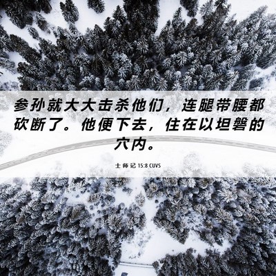 Picture 06 - 士 师 记 15:8 CUVS - 参 孙 就 大 大 击 杀 他 们 ， 连 腿 - Bible Verse Picture
