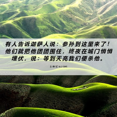 Picture 06 - 士 师 记 16:2 CUVS - 有 人 告 诉 迦 萨 人 说 ： 参 孙 到 - Bible Verse Picture