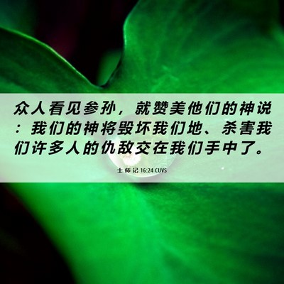 Picture 06 - 士 师 记 16:24 CUVS - 众 人 看 见 参 孙 ， 就 赞 美 他 们 - Bible Verse Picture