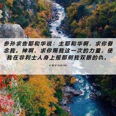 Picture 06 - 士 师 记 16:28 CUVS - 参 孙 求 告 耶 和 华 说 ： 主 耶 和 - Bible Verse Picture