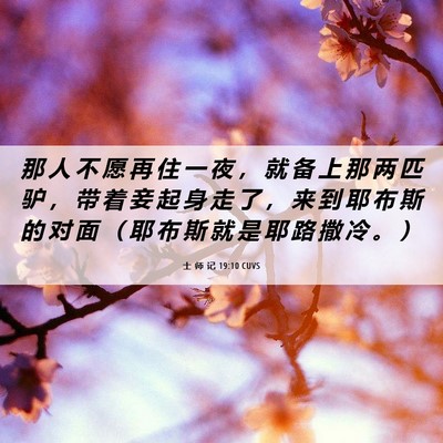 Picture 06 - 士 师 记 19:10 CUVS - 那 人 不 愿 再 住 一 夜 ， 就 备 上 - Bible Verse Picture