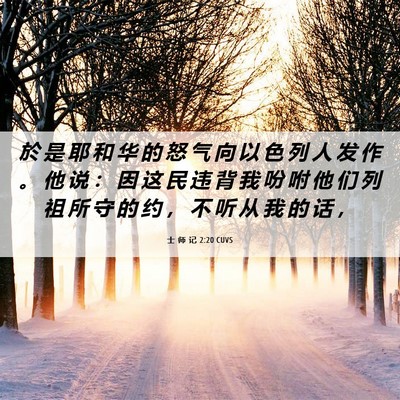 Picture 06 - 士 师 记 2:20 CUVS - 於 是 耶 和 华 的 怒 气 向 以 色 列 - Bible Verse Picture
