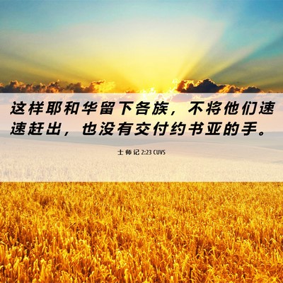 Picture 06 - 士 师 记 2:23 CUVS - 这 样 耶 和 华 留 下 各 族 ， 不 将 - Bible Verse Picture