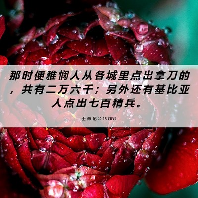 Picture 06 - 士 师 记 20:15 CUVS - 那 时 便 雅 悯 人 从 各 城 里 点 出 - Bible Verse Picture