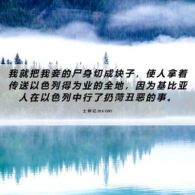 Picture 06 - 士 师 记 20:6 CUVS - 我 就 把 我 妾 的 尸 身 切 成 块 子 - Bible Verse Picture