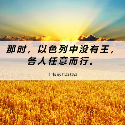 Picture 06 - 士 师 记 21:25 CUVS - 那 时 ， 以 色 列 中 没 有 王 ， 各 - Bible Verse Picture