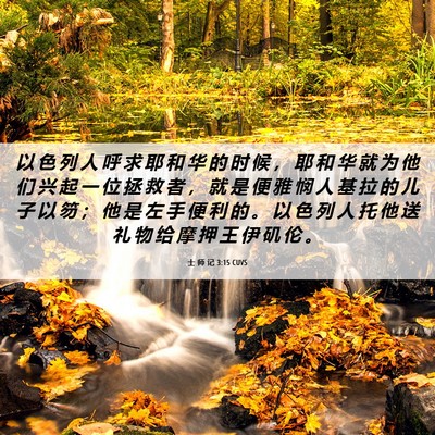 Picture 06 - 士 师 记 3:15 CUVS - 以 色 列 人 呼 求 耶 和 华 的 时 候 - Bible Verse Picture
