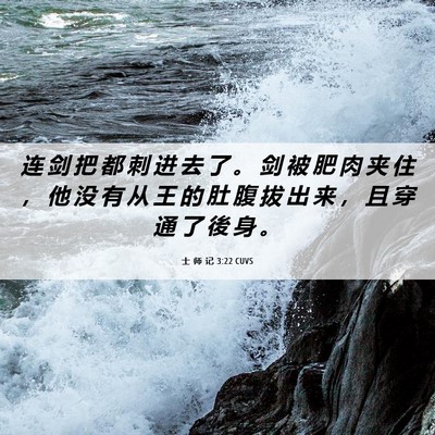 Picture 06 - 士 师 记 3:22 CUVS - 连 剑 把 都 刺 进 去 了 。 剑 被 肥 - Bible Verse Picture