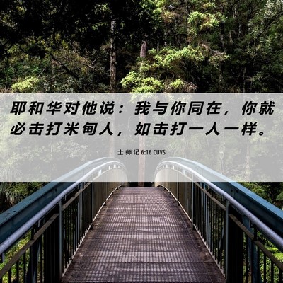 Picture 06 - 士 师 记 6:16 CUVS - 耶 和 华 对 他 说 ： 我 与 你 同 在 - Bible Verse Picture