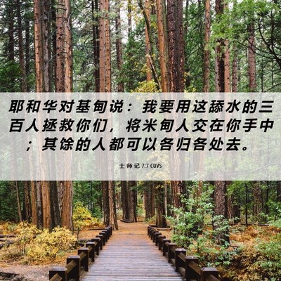 Picture 06 - 士 师 记 7:7 CUVS - 耶 和 华 对 基 甸 说 ： 我 要 用 这 - Bible Verse Picture