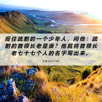 Picture 06 - 士 师 记 8:14 CUVS - 捉 住 疏 割 的 一 个 少 年 人 ， 问 - Bible Verse Picture