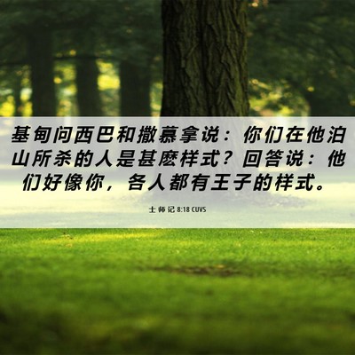 Picture 06 - 士 师 记 8:18 CUVS - 基 甸 问 西 巴 和 撒 慕 拿 说 ： 你 - Bible Verse Picture