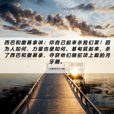 Picture 06 - 士 师 记 8:21 CUVS - 西 巴 和 撒 慕 拿 说 ： 你 自 己 起 - Bible Verse Picture