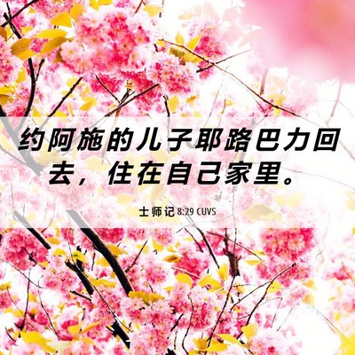 Picture 06 - 士 师 记 8:29 CUVS - 约 阿 施 的 儿 子 耶 路 巴 力 回 去 - Bible Verse Picture