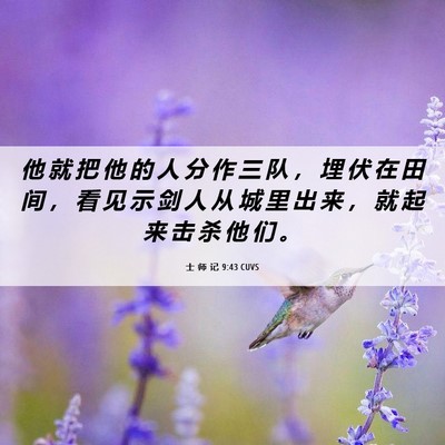 Picture 06 - 士 师 记 9:43 CUVS - 他 就 把 他 的 人 分 作 三 队 ， 埋 - Bible Verse Picture