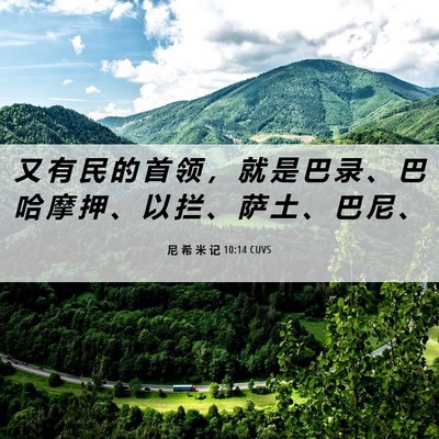 Picture 06 - 尼 希 米 记 10:14 CUVS - 又 有 民 的 首 领 ， 就 是 巴 录 、 - Bible Verse Picture