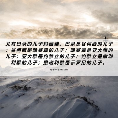 Picture 06 - 尼 希 米 记 11:5 CUVS - 又 有 巴 录 的 儿 子 玛 西 雅 。 巴 - Bible Verse Picture
