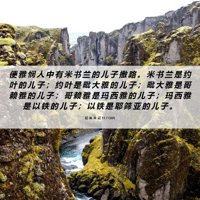 Picture 06 - 尼 希 米 记 11:7 CUVS - 便 雅 悯 人 中 有 米 书 兰 的 儿 子 - Bible Verse Picture