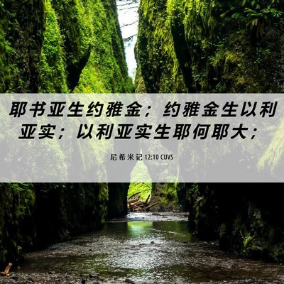 Picture 06 - 尼 希 米 记 12:10 CUVS - 耶 书 亚 生 约 雅 金 ； 约 雅 金 生 - Bible Verse Picture