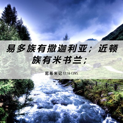 Picture 06 - 尼 希 米 记 12:16 CUVS - 易 多 族 有 撒 迦 利 亚 ； 近 顿 族 - Bible Verse Picture