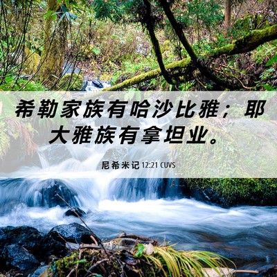 Picture 06 - 尼 希 米 记 12:21 CUVS - 希 勒 家 族 有 哈 沙 比 雅 ； 耶 大 - Bible Verse Picture