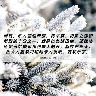 Picture 06 - 尼 希 米 记 12:44 CUVS - 当 日 ， 派 人 管 理 库 房 ， 将 举 - Bible Verse Picture