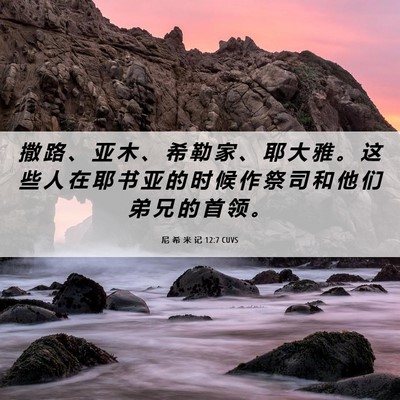 Picture 06 - 尼 希 米 记 12:7 CUVS - 撒 路 、 亚 木 、 希 勒 家 、 耶 大 - Bible Verse Picture