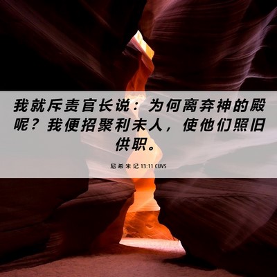 Picture 06 - 尼 希 米 记 13:11 CUVS - 我 就 斥 责 官 长 说 ： 为 何 离 弃 - Bible Verse Picture