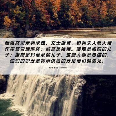Picture 06 - 尼 希 米 记 13:13 CUVS - 我 派 祭 司 示 利 米 雅 、 文 士 撒 - Bible Verse Picture