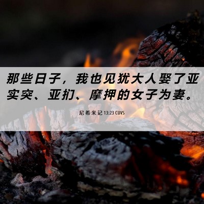 Picture 06 - 尼 希 米 记 13:23 CUVS - 那 些 日 子 ， 我 也 见 犹 大 人 娶 - Bible Verse Picture