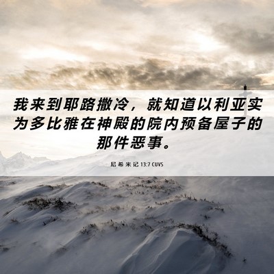 Picture 06 - 尼 希 米 记 13:7 CUVS - 我 来 到 耶 路 撒 冷 ， 就 知 道 以 - Bible Verse Picture