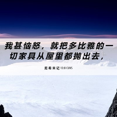 Picture 06 - 尼 希 米 记 13:8 CUVS - 我 甚 恼 怒 ， 就 把 多 比 雅 的 一 - Bible Verse Picture