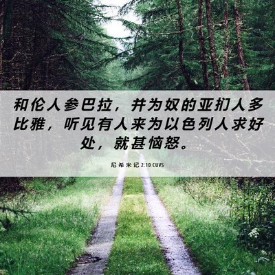 Picture 06 - 尼 希 米 记 2:10 CUVS - 和 伦 人 参 巴 拉 ， 并 为 奴 的 亚 - Bible Verse Picture