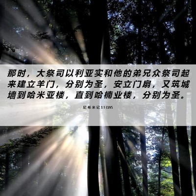 Picture 06 - 尼 希 米 记 3:1 CUVS - 那 时 ， 大 祭 司 以 利 亚 实 和 他 - Bible Verse Picture