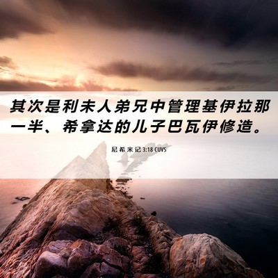 Picture 06 - 尼 希 米 记 3:18 CUVS - 其 次 是 利 未 人 弟 兄 中 管 理 基 - Bible Verse Picture