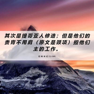 Picture 06 - 尼 希 米 记 3:5 CUVS - 其 次 是 提 哥 亚 人 修 造 ； 但 是 - Bible Verse Picture