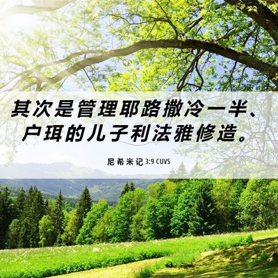 Picture 06 - 尼 希 米 记 3:9 CUVS - 其 次 是 管 理 耶 路 撒 冷 一 半 、 - Bible Verse Picture
