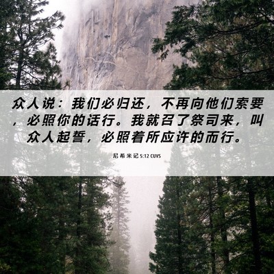 Picture 06 - 尼 希 米 记 5:12 CUVS - 众 人 说 ： 我 们 必 归 还 ， 不 再 - Bible Verse Picture