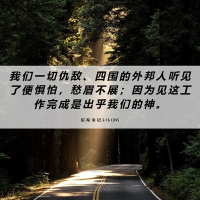 Picture 06 - 尼 希 米 记 6:16 CUVS - 我 们 一 切 仇 敌 、 四 围 的 外 邦 - Bible Verse Picture