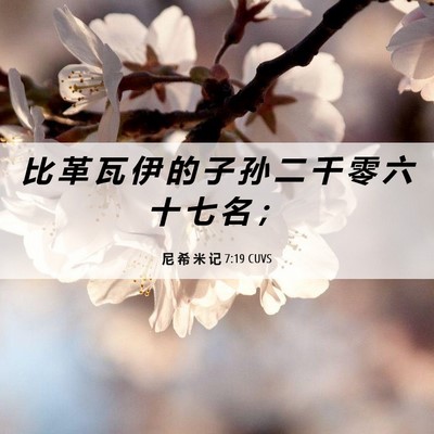 Picture 06 - 尼 希 米 记 7:19 CUVS - 比 革 瓦 伊 的 子 孙 二 千 零 六 十 - Bible Verse Picture