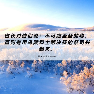 Picture 06 - 尼 希 米 记 7:65 CUVS - 省 长 对 他 们 说 ： 不 可 吃 至 圣 - Bible Verse Picture
